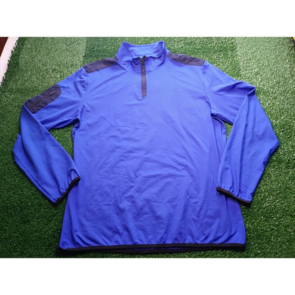 New Men's Athletic 1/4 Zip Blue Long Sleeve Pullover - Size Large